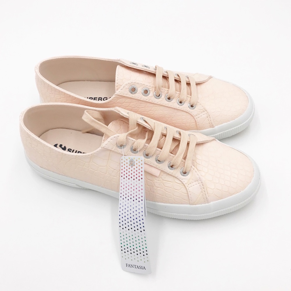 Superga Fantasia Pink Crocodile Lace Up Sneakers